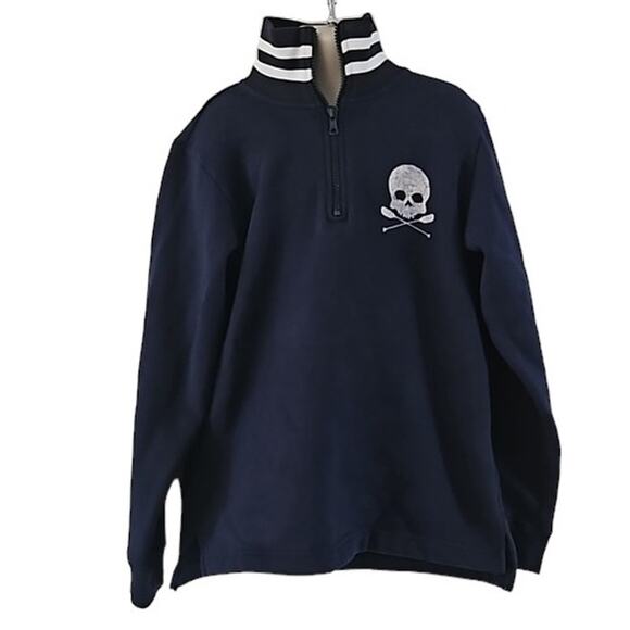 Excellent condition Wes and Willy Boys 1/2 Zip Pullover Size 7 Navy Blue Skull - Picture 4 of 5